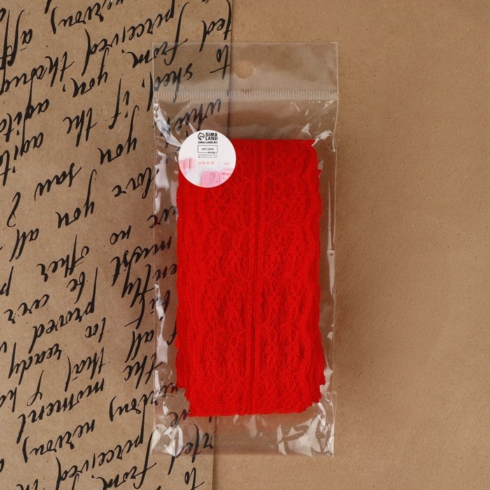 Кружево капроновое, 45 мм &times; 10 &plusmn; 1 м, цвет красный