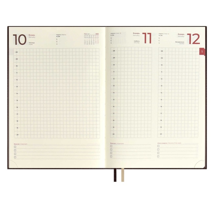 Ежедневник датир 2025г А5+ 176л ESCALADA, инт обл, иск кожа, тис ф,ляс,кр бл 80г/м2,кор-ый