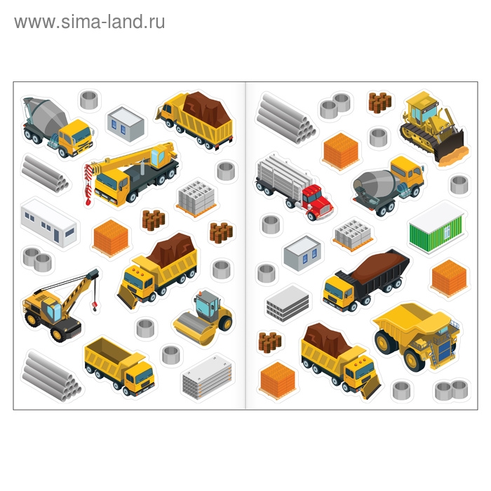 Наклейки многоразовые &laquo;Машины на стройке&raquo;, книжка-раскладушка