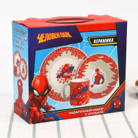 Набор посуды, 3 предмета: тарелка &Oslash; 16,5 см, миска &Oslash; 14 см, кружка 200 мл, "Ты - супергерой", Человек-паук