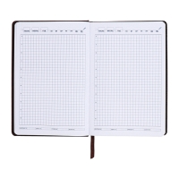 Ежедневник недатированный, А5, 140л, клетка, обл.кожзам, Стиль, темно-серый