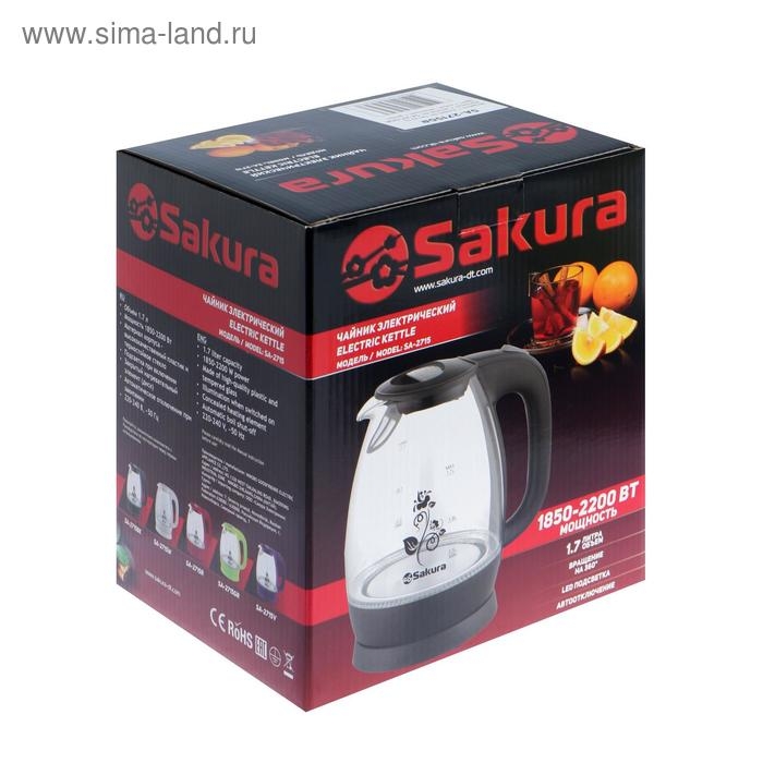 Чайник электрический Sakura SA-2715GR, стекло, 1.7 л, 2200 Вт, зеленый Чайник электрический Sakura SA-2715GR, стекло, 1.7 л, 2200 Вт, зеленый