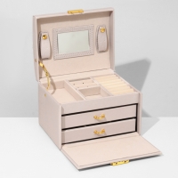Подставка для украшений &laquo;Шкатулка&raquo; раздвижная с зеркалом, 17,5&times;14&times;13,5, цвет светло розовы