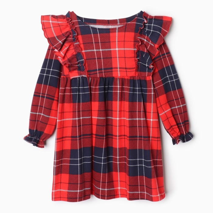 Платье детское с рюшами KAFTAN "Клетка" р.34 (122-128 см)