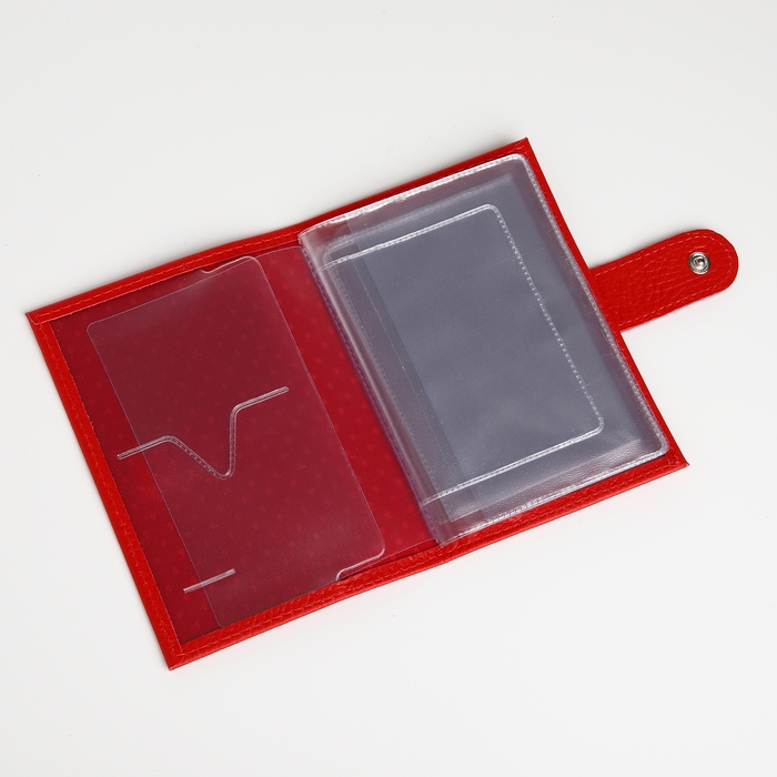 Обложка для автодокументов на кнопке, TEXTURA, цвет красный Обложка для автодокументов на кнопке, TEXTURA, цвет красный