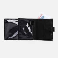 Портмоне мужское на кнопке, 2 в 1, для автодокументов, 4 отдела, для карт, для монет, цвет чёрный Портмоне мужское на кнопке, 2 в 1, для автодокументов, 4 отдела, для карт, для монет, цвет чёрный