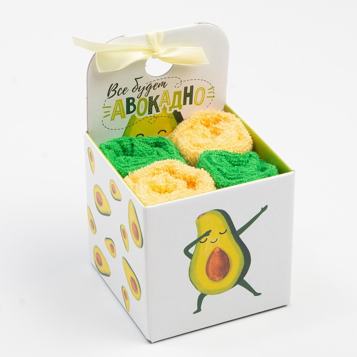 Набор махровых полотенец &laquo;Всё будет авокадно&raquo; 30х30 см - 4 шт, 100% хлопок 340 гр/м2