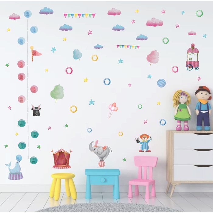 Наклейка интерьерная цветная ростомер Наклейка интерьерная цветная ростомер "Представление в цирке" 50х70 см