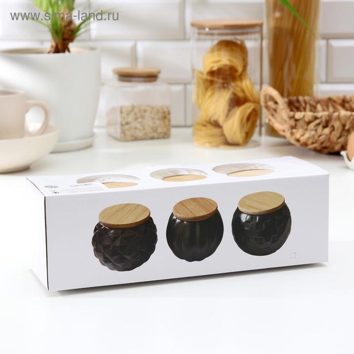 Набор банок керамических «Эстет», 3 предмета: 280 мл, цвет белый Набор банок керамических «Эстет», 3 предмета: 280 мл, цвет белый