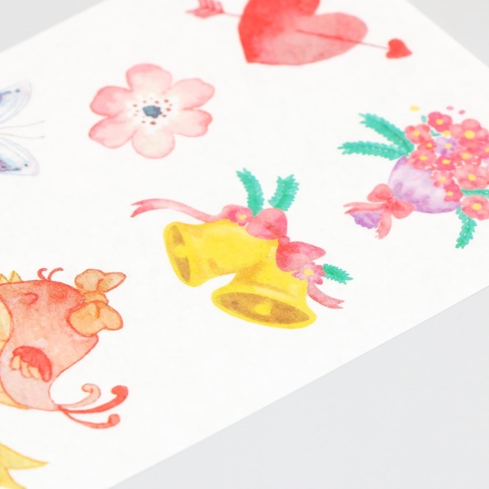 Наклейка бумага Наклейка бумага "Влюблённые птички" набор 6 листов 18,6х10 см