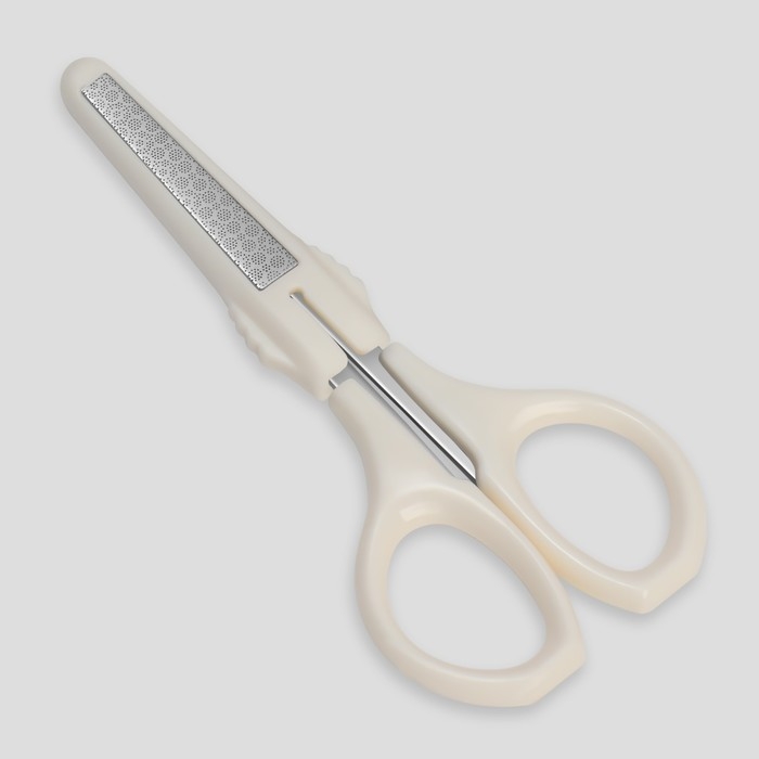 Ножницы маникюрные, с колпачком - пилкой, прямые, 9,6 см, цвет серебристый/серый