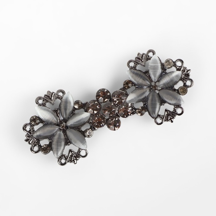 Декоративная застёжка, 6,5 &times; 3 см, цвет чёрный/серый