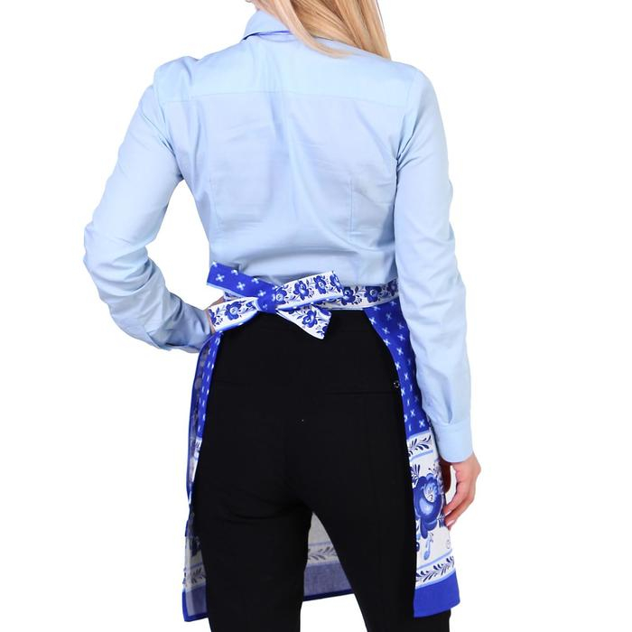 Фартук &laquo;Гжель&raquo;, сувенирный, с карманом и полотенцем