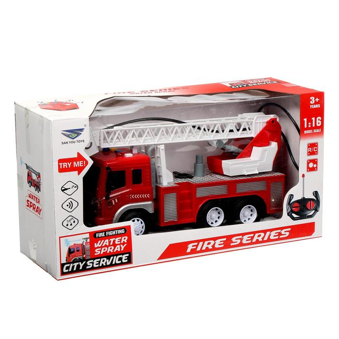 Машина радиоуправляемая &laquo;Пожарная охрана&raquo;, свет и звук, стреляет водой, 1:16, работает от аккумулятора