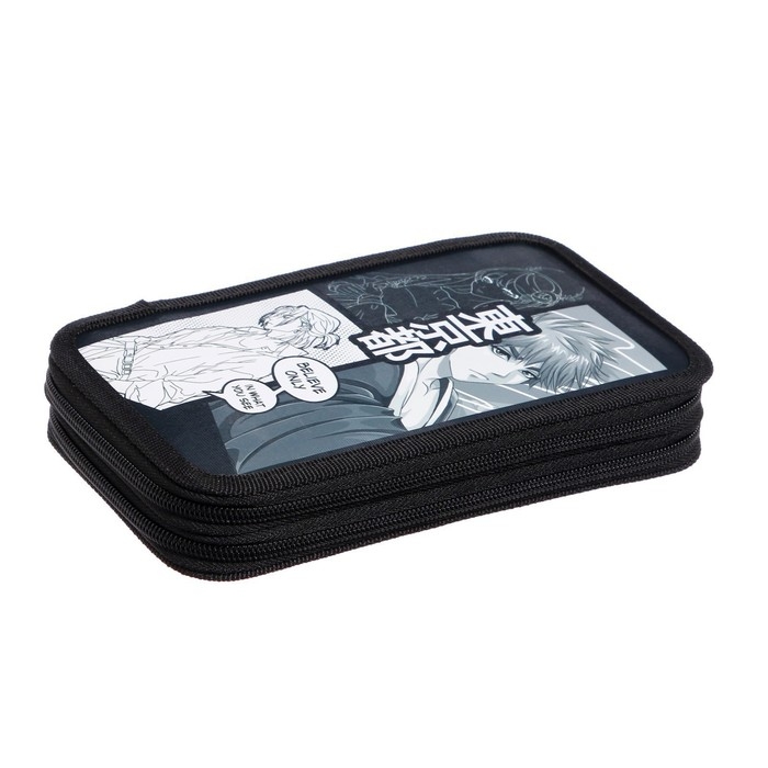 Пенал 2 секции, 125 х 205 х 40 мм, Calligrata 30П26/2 Пенал 2 секции, 125 х 205 х 40 мм, Calligrata 30П26/2 "Аниме принт", ламинированный картон