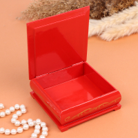 Шкатулка &laquo;Цветы в вазе&raquo;, красная, 10х10 см, лаковая миниатюра