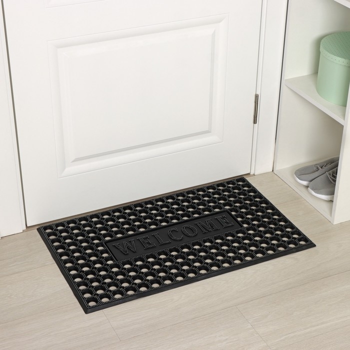 Коврик придверный ячеистый Доляна, 44,5&times;75 см, цвет чёрный