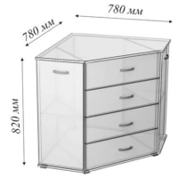 Комод угловой М-12, 780х780х820, Дуб сонома/Белый матовый Комод угловой М-12, 780х780х820, Дуб сонома/Белый матовый