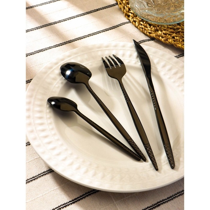 Столовые приборы из нержавеющей стали Доляна &laquo;Античность&raquo;, 4 предмета, цвет чёрный