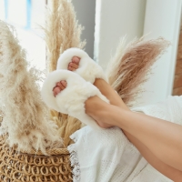 Тапочки женские с открытым носом размер 36, цвет молочный Тапочки женские с открытым носом размер 36, цвет молочный