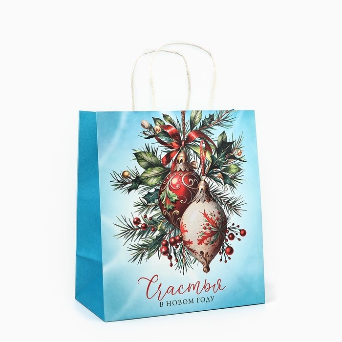 Пакет подарочный новогодний крафтовый &laquo;Новогодняя почта&raquo;, 22 х 12 х 25 см , Новый год