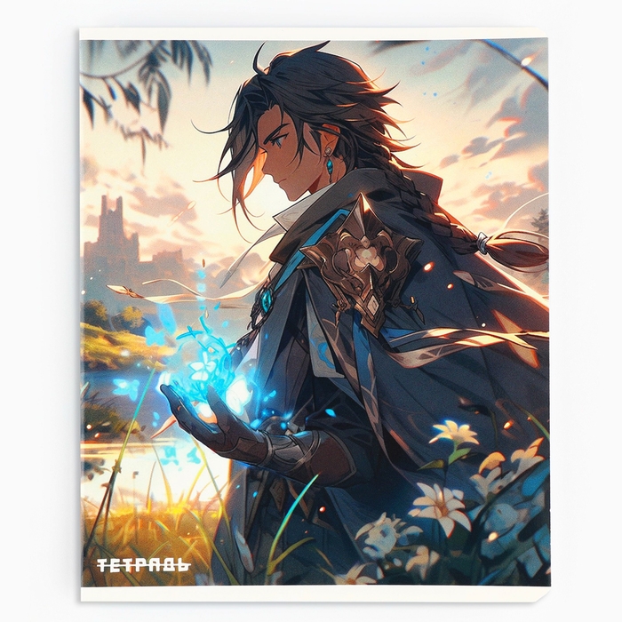 Тетрадь в клетку, 48 листов А5 на скрепке , внутренний блок №1 МИКС &laquo;1 сентября: Аниме парни&raquo; твин лак, уф лак