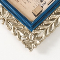 Фоторамка полистоун 10х15 см "Цветочная коса" синяя с золотом 17,5х1,5х22,7 см