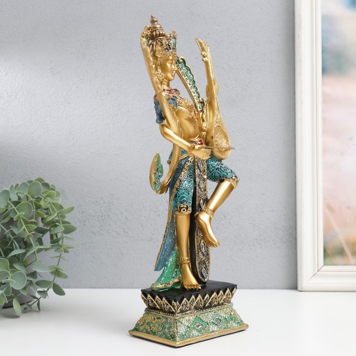 Сувенир полистоун Сувенир полистоун "Танцующее божество с музыкальным инструментом" сине-золотой 13х9х34 см
