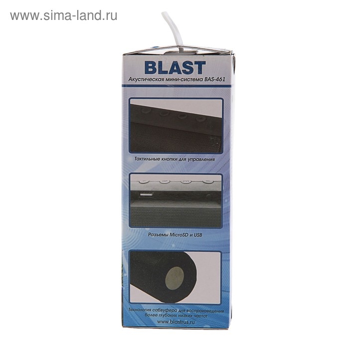 Портативная колонка Blast BAS-461, BT, 10 Вт, microSD, FM, микрофон, 1200 мАч, черная