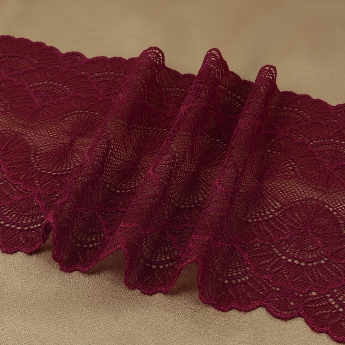 Кружевная эластичная ткань, 180 мм × 2,7 ± 0,5 м, цвет бордовый Кружевная эластичная ткань, 180 мм × 2,7 ± 0,5 м, цвет бордовый