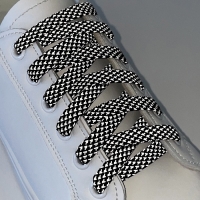 Шнурки для обуви, пара, плоские, со светоотражающим узором, 8 мм, 120 см, цвет чёрный Шнурки для обуви, пара, плоские, со светоотражающим узором, 8 мм, 120 см, цвет чёрный