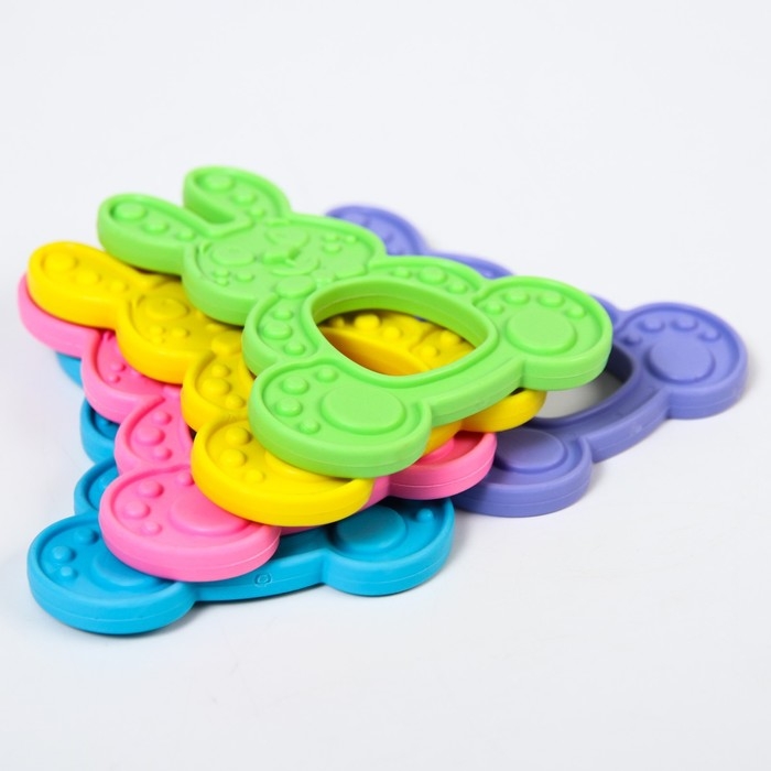 Прорезыватель силиконовый &laquo;Зайка&raquo;, цвет МИКС, КНОПА