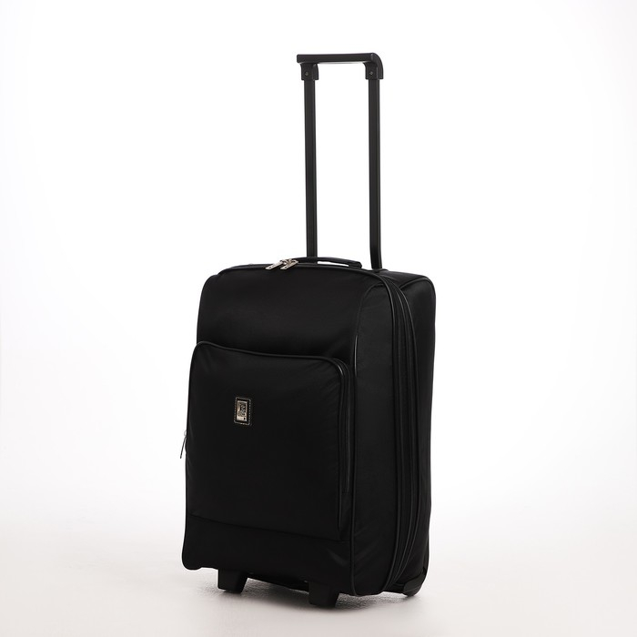 Чемодан малый 52 л (S), &laquo;Фабрика КАРТЕКС&raquo;, отдел на молнии, с расширением, наружный карман, 2 колеса, цвет чёрный