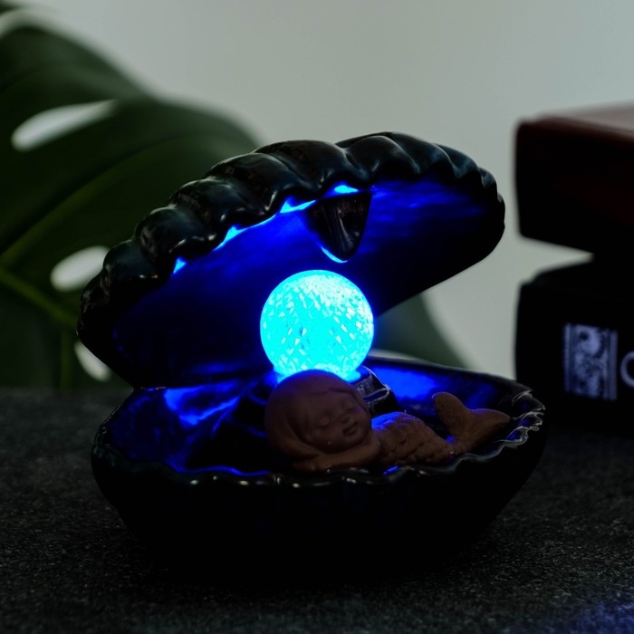 Подставка для благовоний Подставка для благовоний "Девочка в ракушке" 11х10см, с подсветкой, батарейки LR44