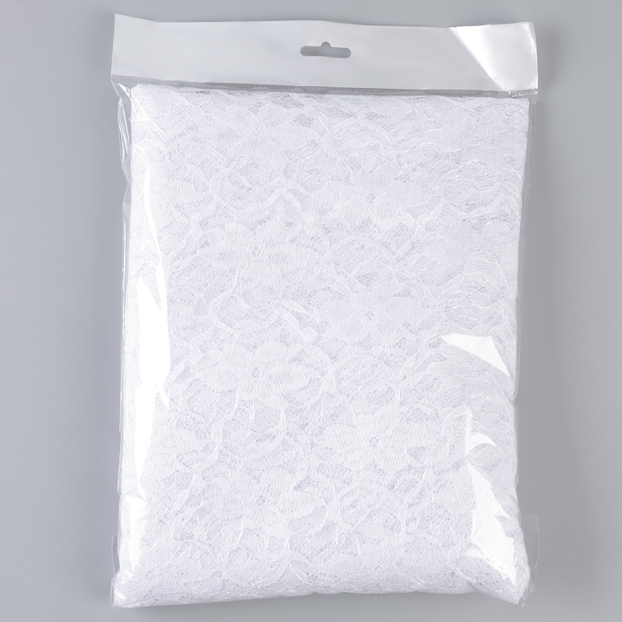 Лоскут гипюра, крупные цветы, белый, 150 &times; 160 см