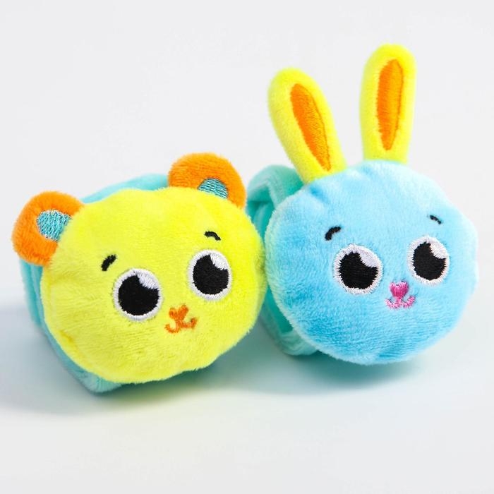 Погремушка - браслетик развивающая &laquo;Зверята&raquo;, набор 2 шт.