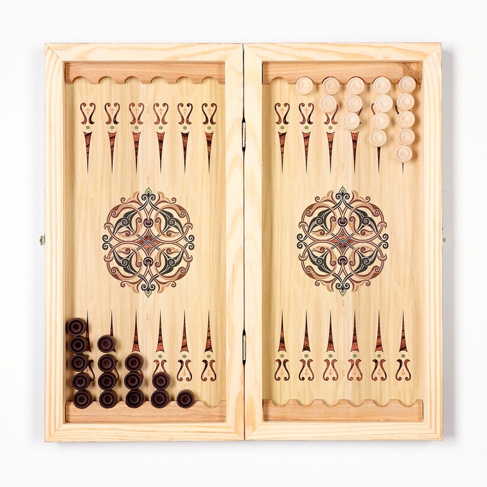 Нарды деревянные большие, настольная игра Нарды деревянные большие, настольная игра "Маркетри-21", 40 х 40 см, с шашками