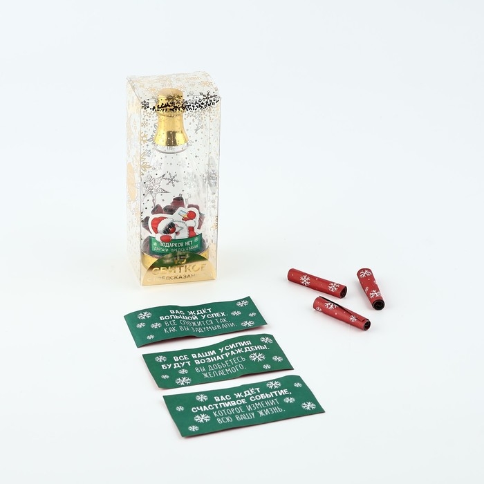 Новогодние пожелания в бутылке &laquo;Новый год: Подарков нет, держи предсказание&raquo;, 15 свитков, 12х5см