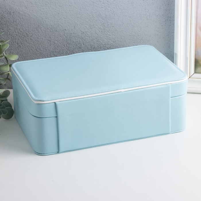 Шкатулка кожзам для украшений Шкатулка кожзам для украшений "С пряжкой" голубая 24х18,5х9 см
