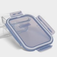 Контейнер из жаропрочного стекла, 1010 мл, 2 секции, синяя крышка