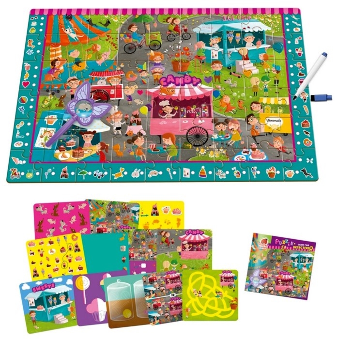 Пазл-детектив &laquo;Ярмарка сладостей&raquo;, лупа, маркер, постер, 54 элемента