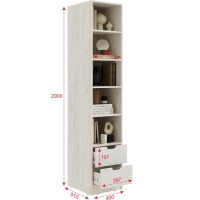 Пенал с ящиком Юниор-4, 400х510х2000, Шарли белый/Дуб крафт белый Пенал с ящиком Юниор-4, 400х510х2000, Шарли белый/Дуб крафт белый