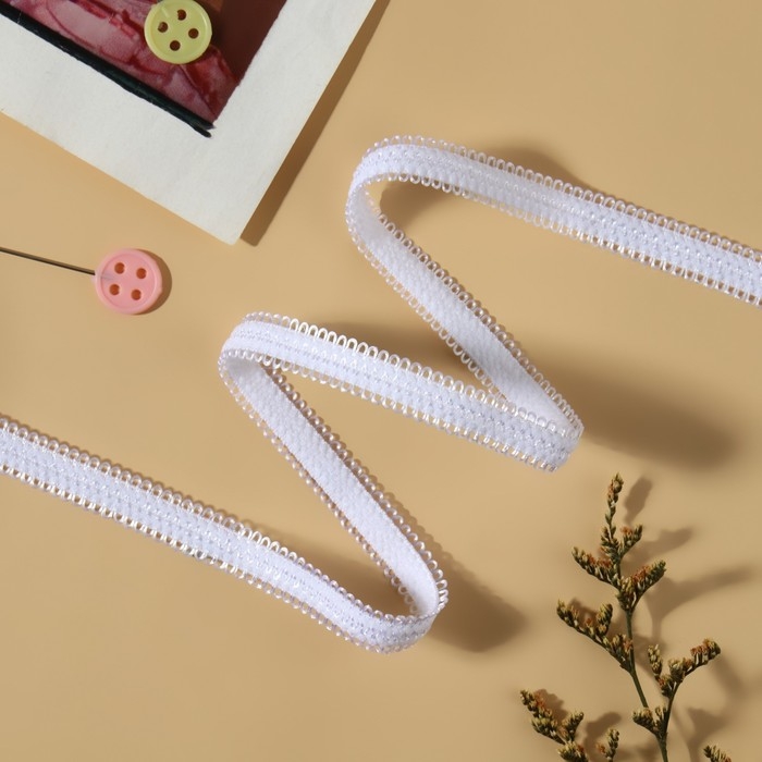 Резинка ажурная бельевая, 8 мм, 10 ± 0,5 м, цвет белый Резинка ажурная бельевая, 8 мм, 10 ± 0,5 м, цвет белый