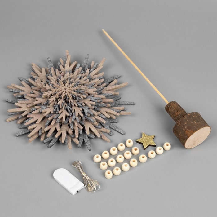 Набор для творчества &laquo;Ёлка серая&raquo; 18 &times; 36 &times; 18 см, дерево, текстиль, батарейки CR2032х2 (в комплекте), свечение тёплое белое