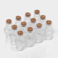 Набор баночек стеклянных для специй с пробковой крышкой Доляна &laquo;Пафе&raquo;, 50 мл, 5&times;8,4 см, 12 шт