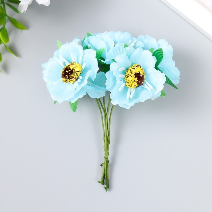 Декор для творчества "Бегония" (1 набор=1 букету) в букете 6 цветов d=3,7 см 10х3,5 см МИКС