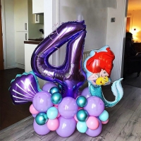 Шар фольгированный 40" «Цифра 4», цвет сиреневый, 1 шт. Шар фольгированный 40" «Цифра 4», цвет сиреневый, 1 шт.