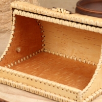 Хлебница "Лесные птицы", 24,5 х 20 х 14,5 см, береста