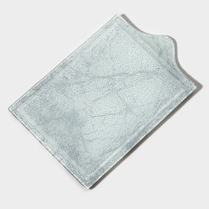 Блюдо стеклянное сервировочное Magistro «Мрамор», 26,5×17,5×2 см, цвет белый Блюдо стеклянное сервировочное Magistro «Мрамор», 26,5×17,5×2 см, цвет белый