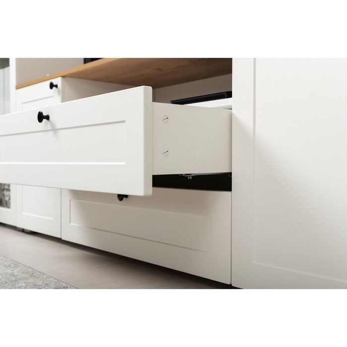 Тумба под ТВ Остин 16.47, 1600х419х608, Белый мдф/Дуб золотой